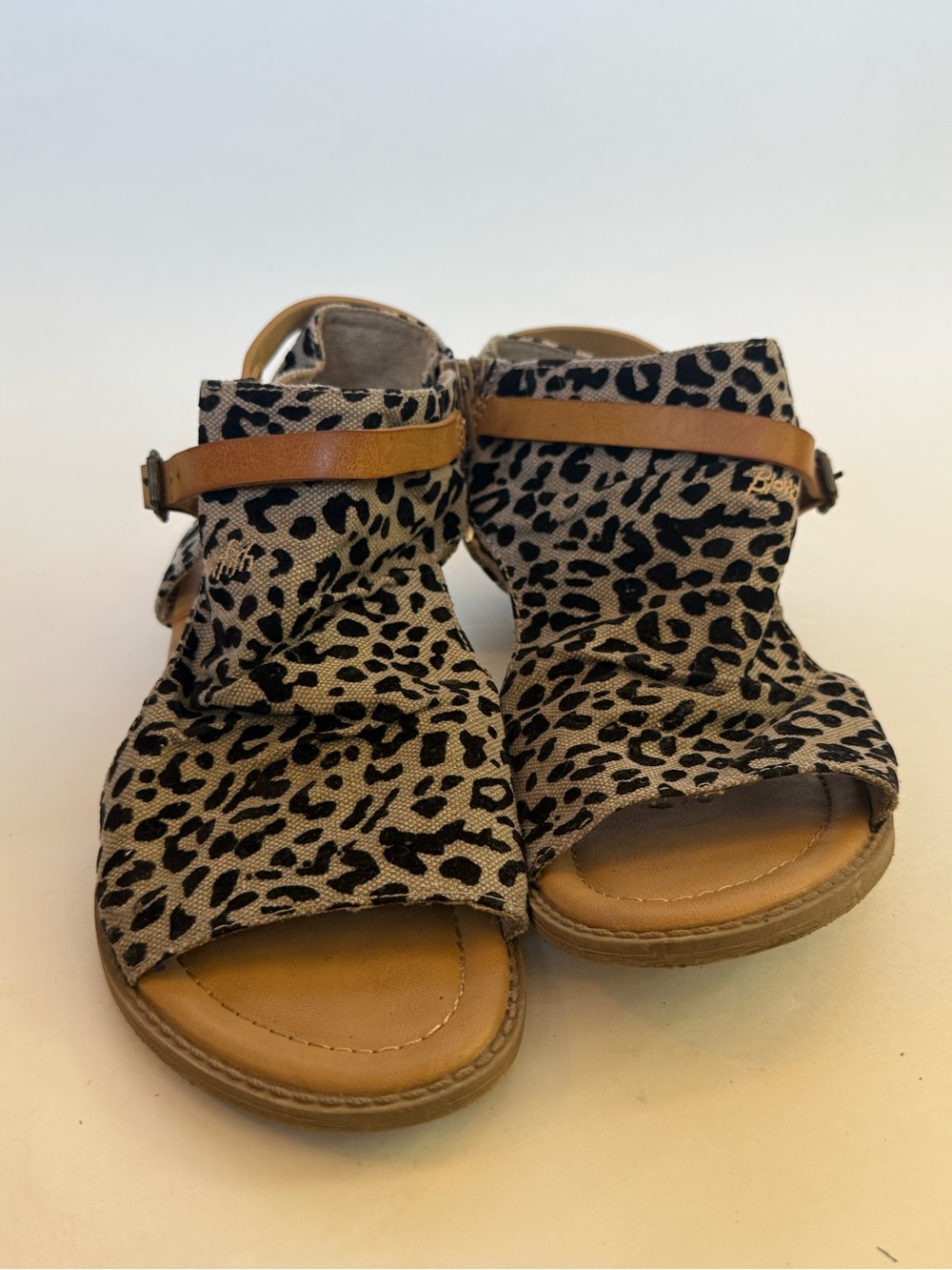 Leopard Print Open-Toe Sandals with Tan Strap
